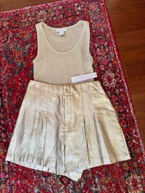 House of Harlow faux gold shorts with metallic tank NWT